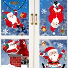 Рождественская Настенная Наклейка s, двухсторонняя статическая наклейка, Санта-Клаус, олень, Рождественская елка, окно, комната, снежинки, декоративная наклейка, новый год 2022