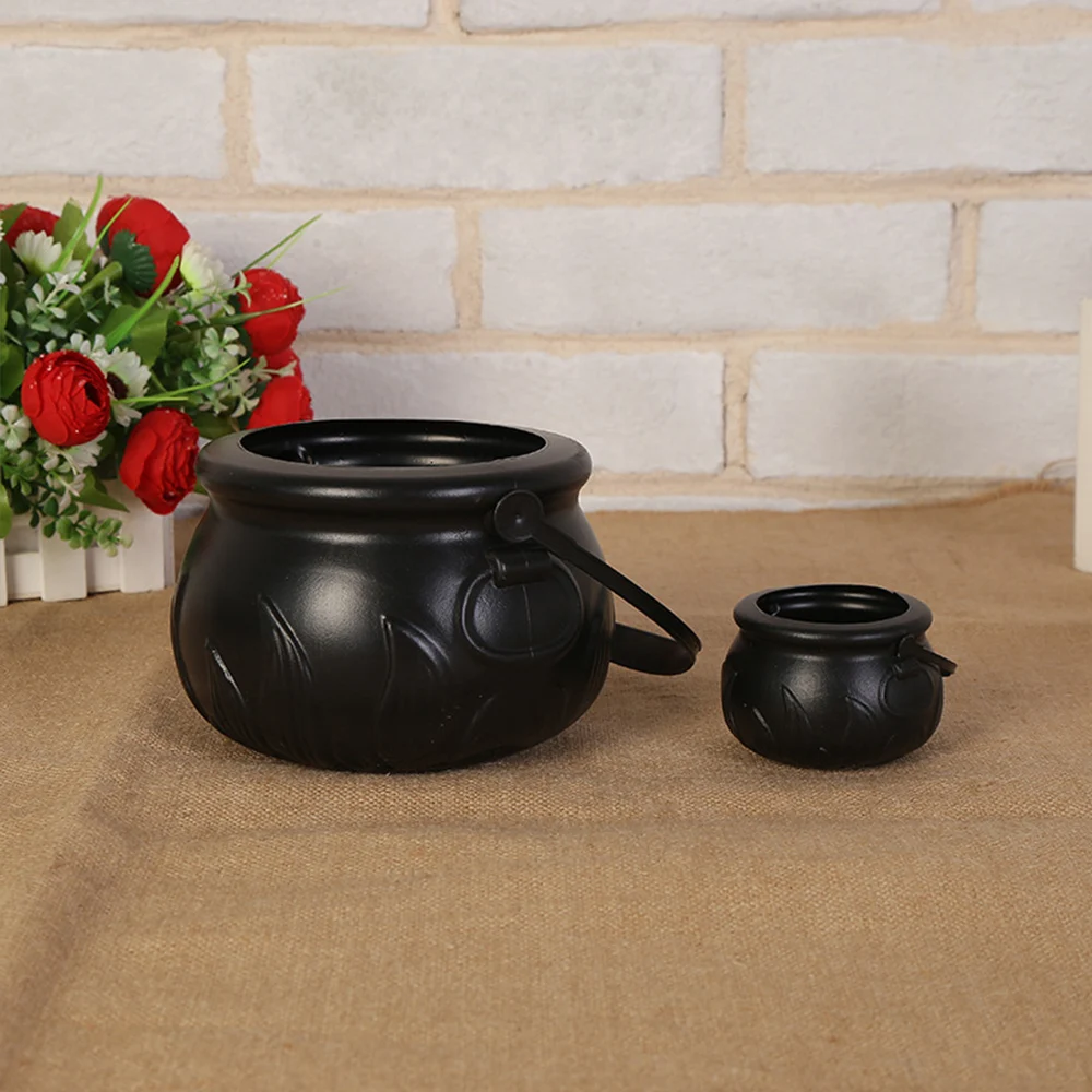 Пластик котел конфетного держатели ведьма кастрюля с ручкой для Хэллоуина трюк