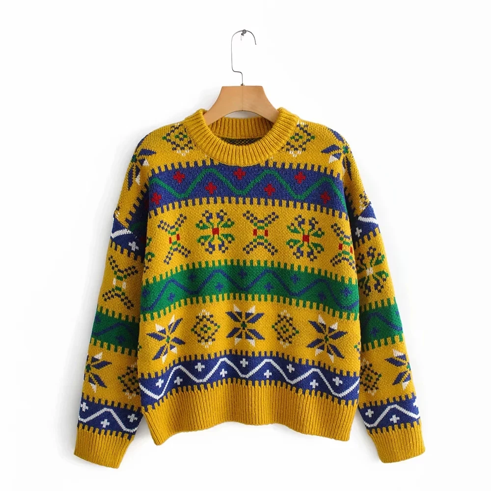 Шикарный винтажный вязанный женский свитер из толстой шерсти 2019 г. Модные