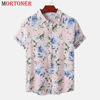 floral hawaiian beach shirt men 2022 summer new short sleeve plus size button down beach shirt male casual vacation clothing 3xl