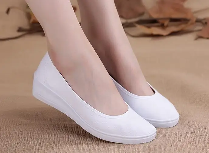 white 03 Новинка года; парусиновая обувь для медсестры; однотонная женская повседневная обувь на платформе; женская обувь на плоской подошве; feminino; женская обувь; размеры 34-41 - Цвет: white 03