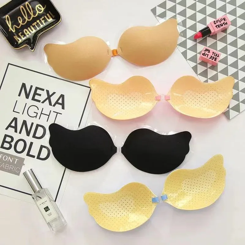 free shipping Woman Push Up Self-Adhesive Silicone Bust Front Closure Strapless Invisible bra