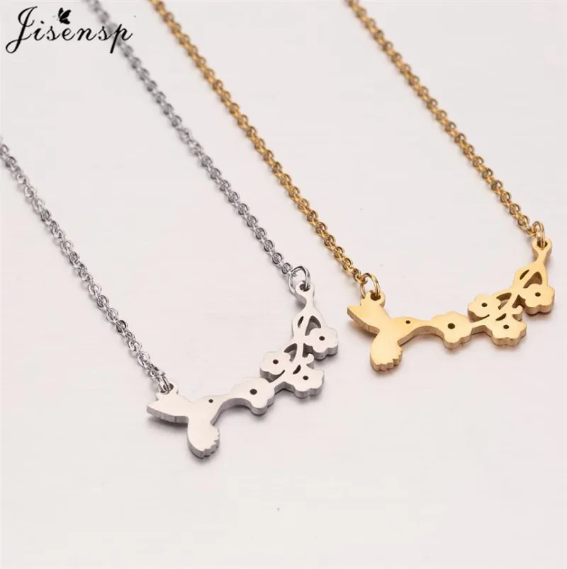 Ожерелье Jisensp с красивой птицей на ветке модное ожерелье подвеской в форме цветка