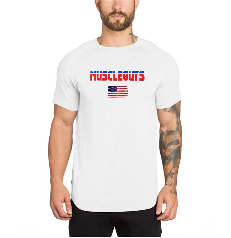 

New Brand Fitness Summer Cotton Fashion Casual T Shirts Breathable Mens Short Men Cool T-Shirt Tops Short Sleeve Print T Shirts