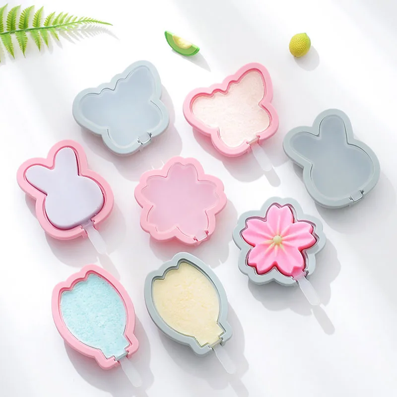 

Handmade Sakura Candy Bar DIY Ice Cream Silicone Mold Popsicle Stick Cube Ice Tray Making Container Cookie Pudding Mold with Lid