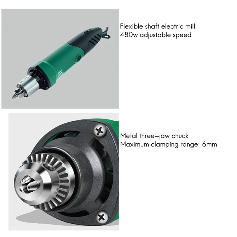 

HEMUYOU-Mini Electric Drill, 480W6MM Electric Grinder Engraving Machine, 6-Speed Electric Rotary Tool EU Plug