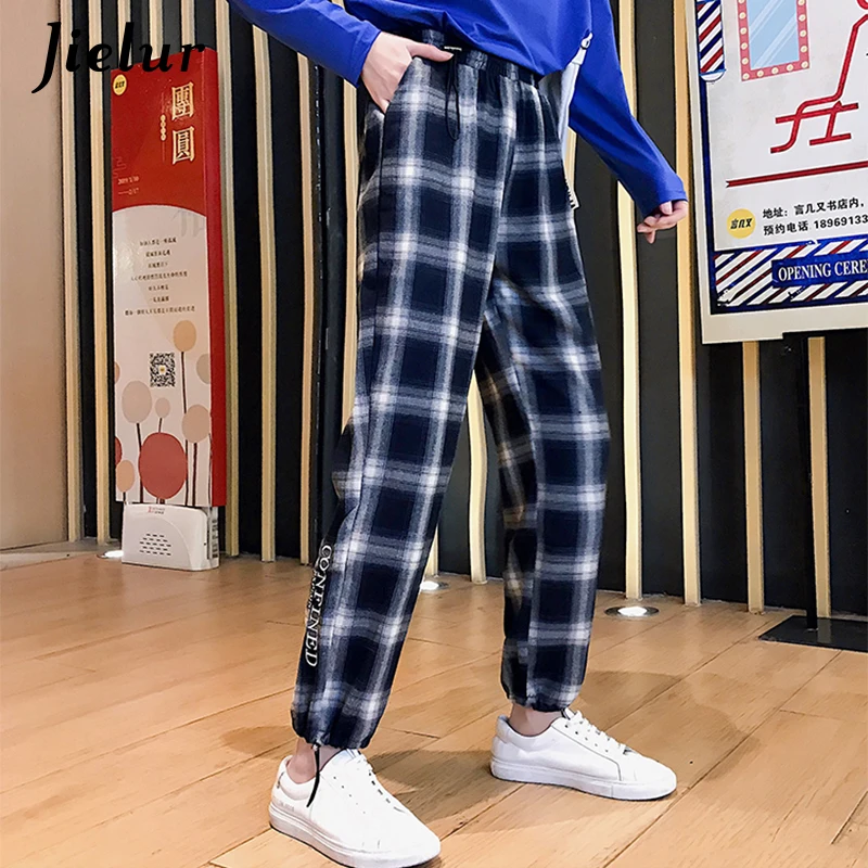 Jielur спортивные штаны женские клетчатые брюки женский корейский стиль Harajuku Boyfriends