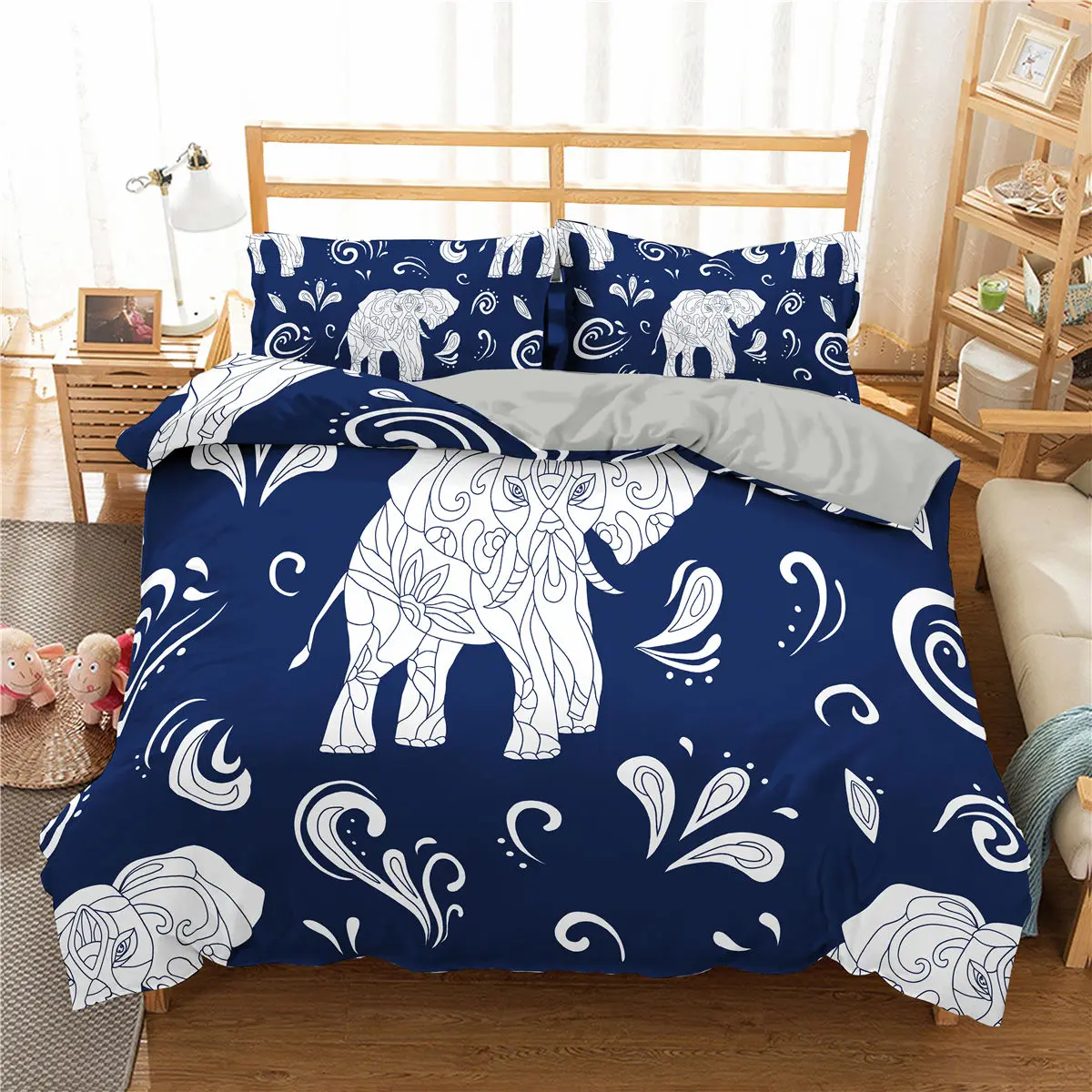 

3D Elephant Pattern Bedding Set Bohemian King Size Duvet Cover And Pillowcase Home Textiles 2/3pcs Kids Adults Bedroom Decor