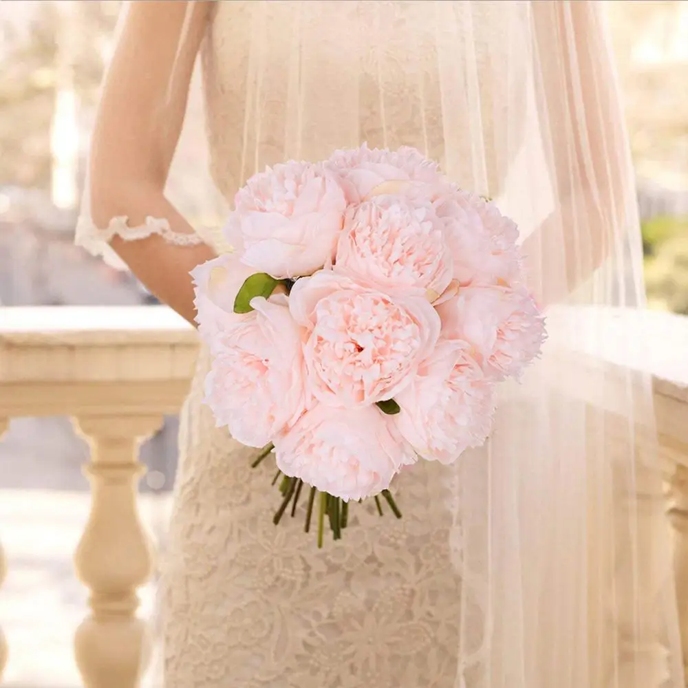 

7Colors 5heads Silk Artificial Peony Flower Bouquet For Home Wedding Christmas Decoration Marrige Decorative Party Decor