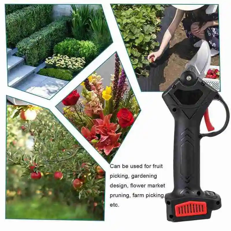 

48V Cordless Electric Pruning Shears Li-ion Secateur Branch Cutter + 2 Battery Garden Landscaping Electric Pruning Shears