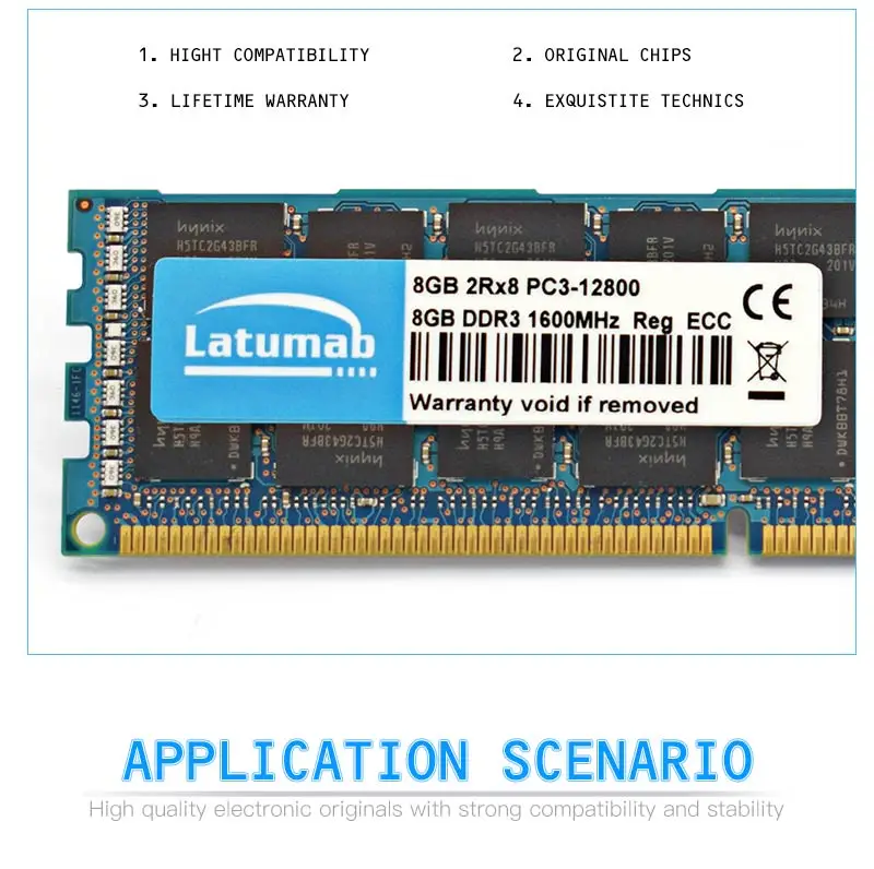 Latumab 8 Гб оперативной памяти, 16 Гб встроенной памяти, DDR3 1600 МГц PC3 12800 регистровая и ecc-память Серверная Память RAM память пк модуль памяти RAM 1 шт./2 шт./4 шт. высокое качество