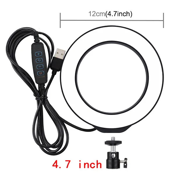 Белый PULUZ 4,7/6,2 дюймов USB 3 режима диммируемая фотография селфи кольцевой светильник светодиодный видео светильник для блогера и холодного башмака штатив с шаровой головкой - Цвет: Белый