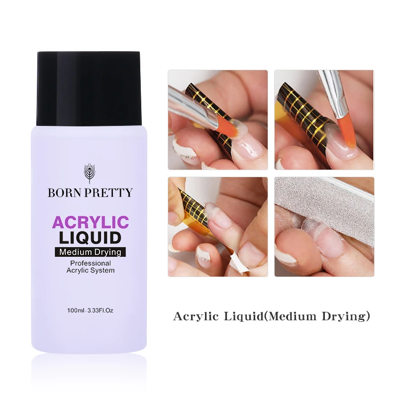 Гель лак для наращивания ногтей BORN PRETTY акриловый жидкий прозрачный порошок 3d