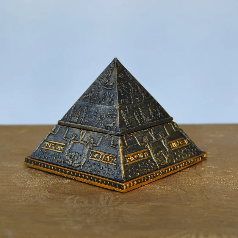 

Metal Egyptian Pyramid Statue Resin Figurines Jewelry Box Room Accessories Desktop Decor Home Decoration Vintage New