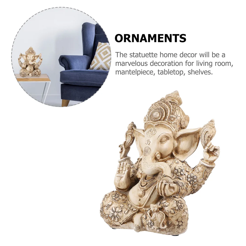

Elephant Trunk God Statue Resin Art Craft Desk Ornament for Home Office
