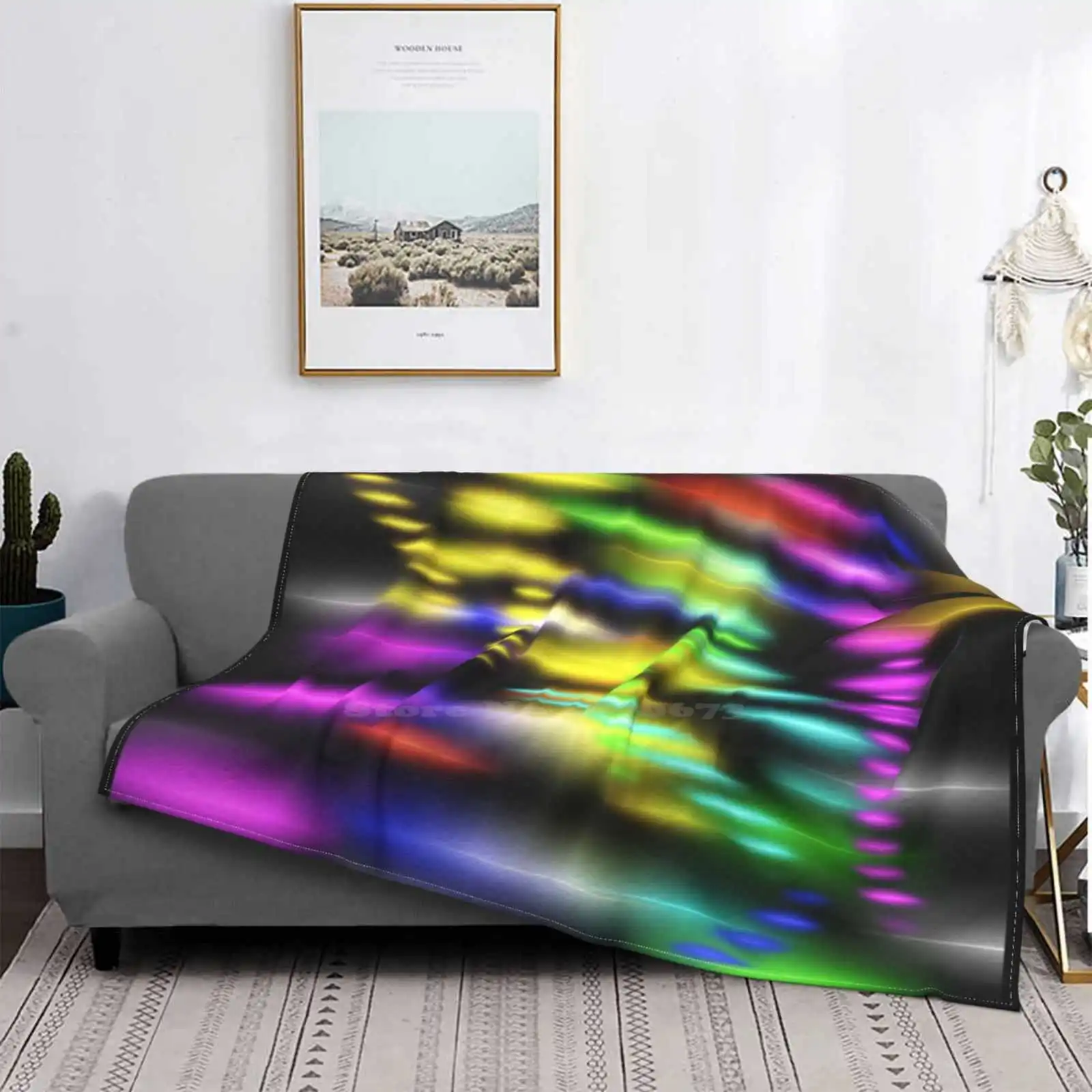 

Untitled Creative Design Light Thin Soft Flannel Blanket Abstract Colorful Rainbow