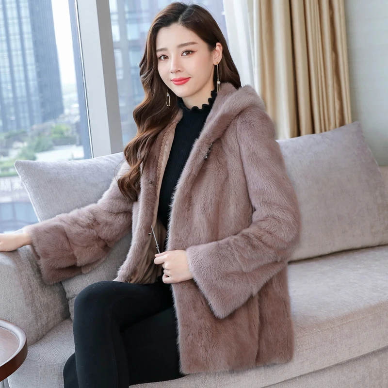 Корейское зимнее шерстяное пальто женское с отделкой из искусственного меха