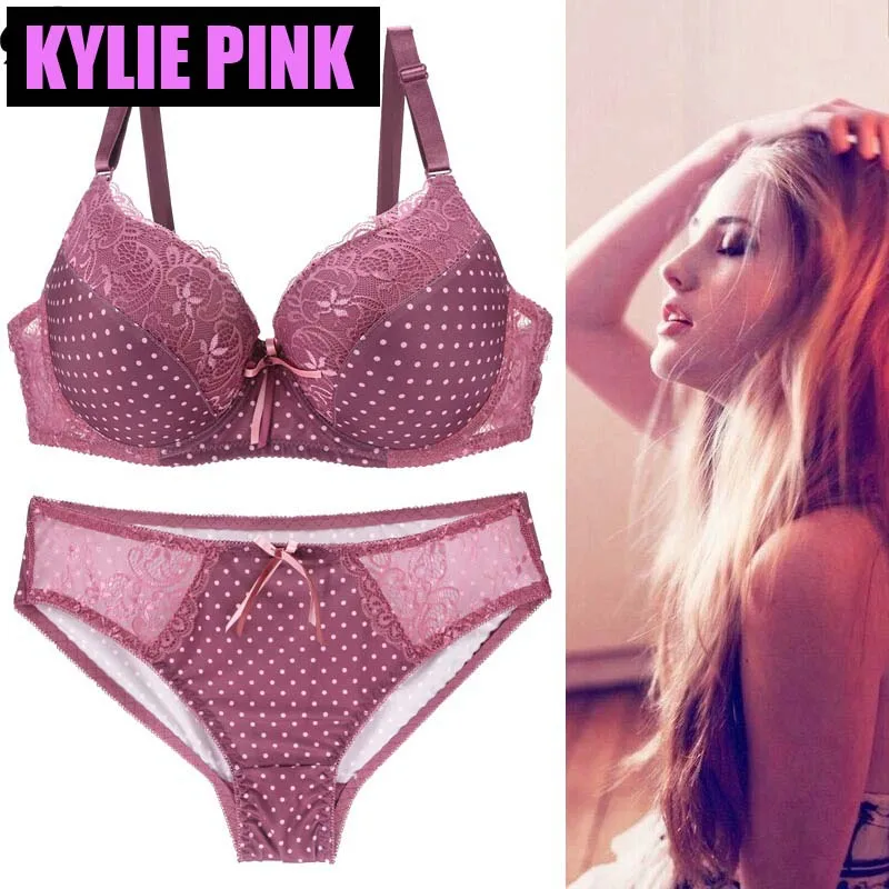 KYLIE розовый женский плюс размер сексуальный бюстгальтер и трусики наборы пуш-ап нижнее белье комплект бюстгальтер нижнее белье Brallete Femma кружевной бюст интимный