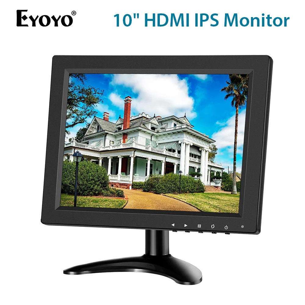 Монитор видеонаблюдения Eyoyo 10 дюймов IPS HD 1024x768 CC HDMI маленький ЖК экран для ПК 4:3 BNC