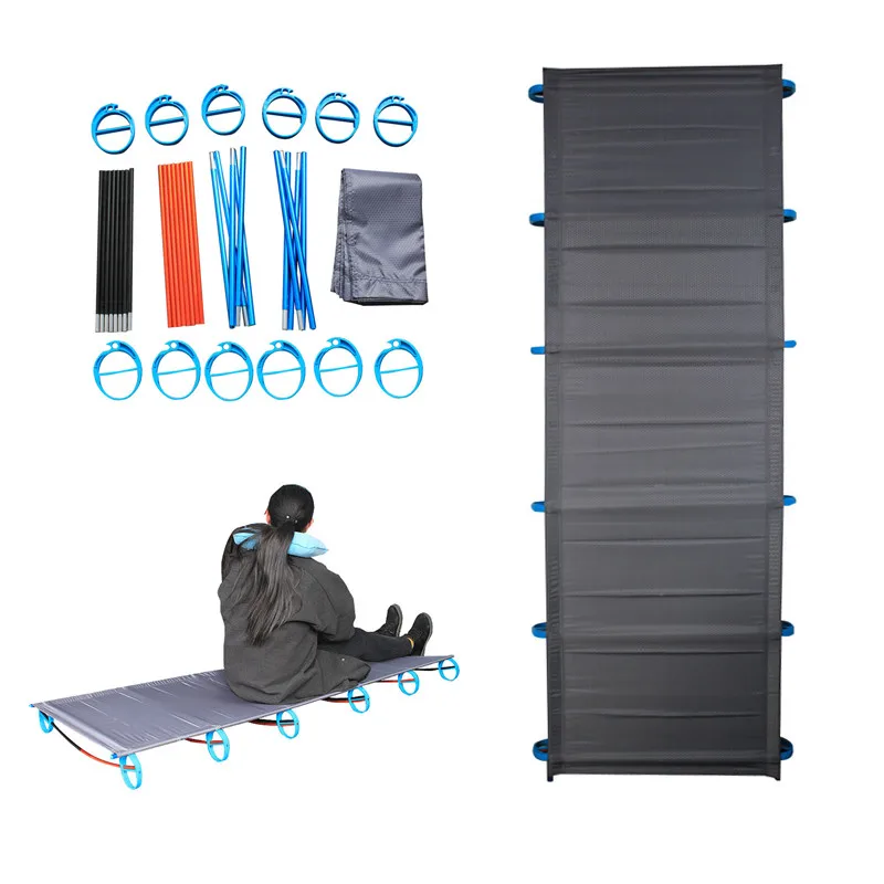 

Portable Single Camping Bed Oxford Cloth for Outdoor Camping & Simple Leisure, Grey