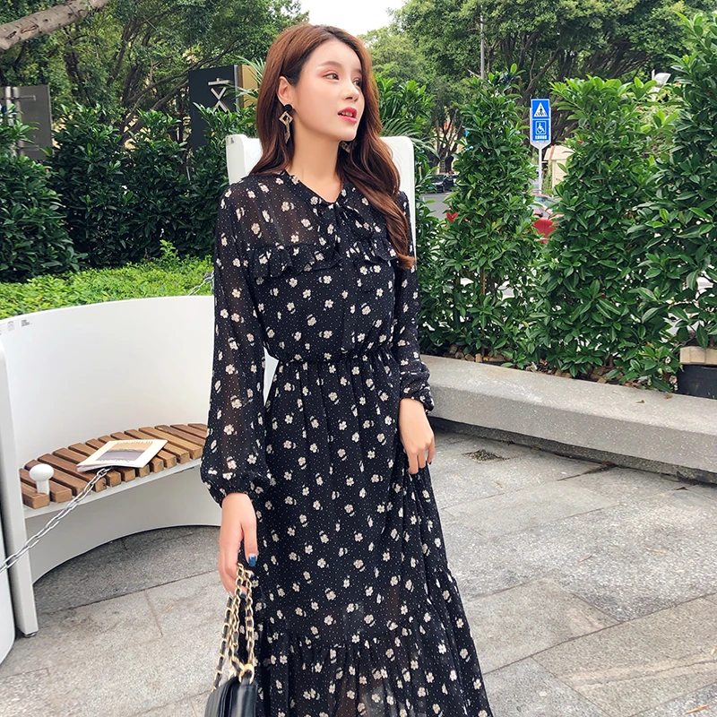 Женское шифоновое платье средней длины элегантное ТРАПЕЦИЕВИДНОЕ ПЛАТЬЕ с