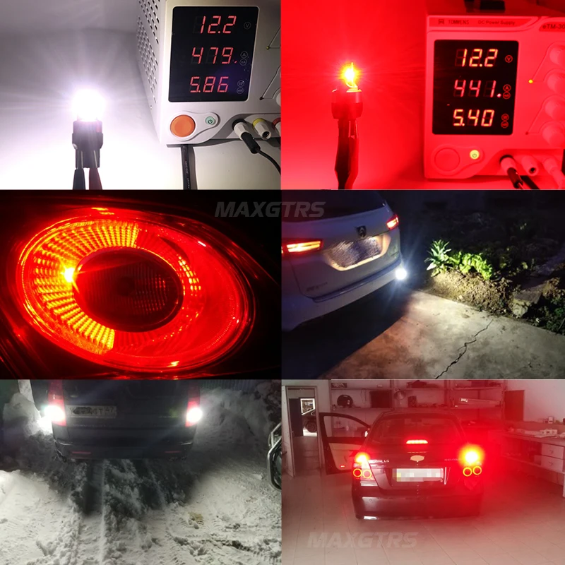 

2x Super Bright 7443 7444 T20 W21/5W 1157 BAY15D P21/5W 3157 P27/7W LED Light DRL Bulb Tail Brake Backup Stop Lamp CSP White Red