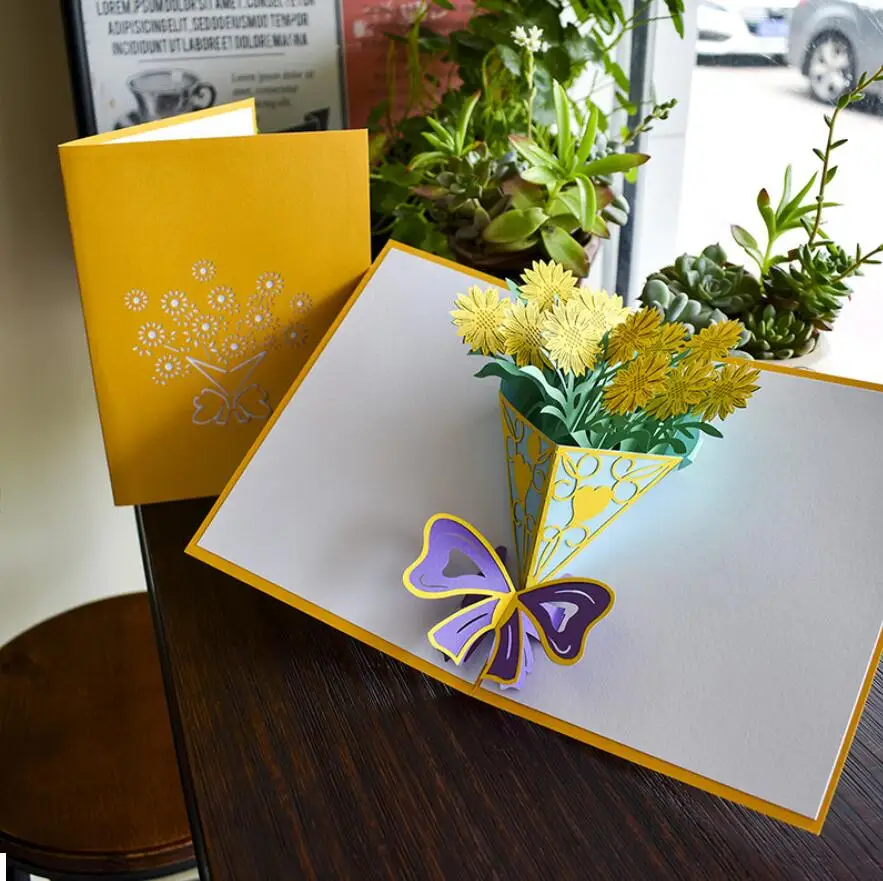 5 шт. цветок оригами для ручной работы 3D Pop UP поздравительная открытка приглашение