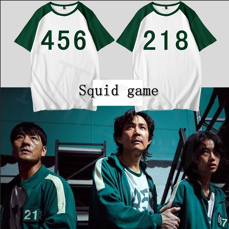 

Korean teleplay Squid game cosplay costume Li Zhengjae same T-shirt 456 218 Tops national tide short sleeve Hallowmas clothing