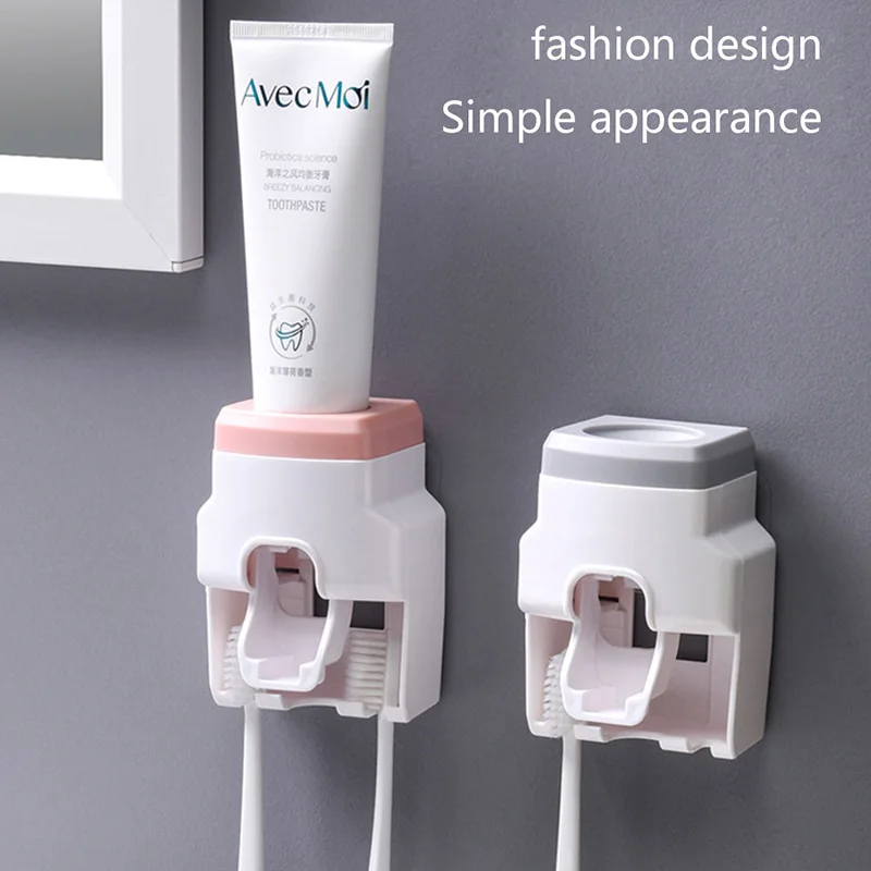 

Toothbrush Holder Dustproof Wall Mounted Convenient Toothpaste Squeezer Toothpaste Dispenser For Bathroom