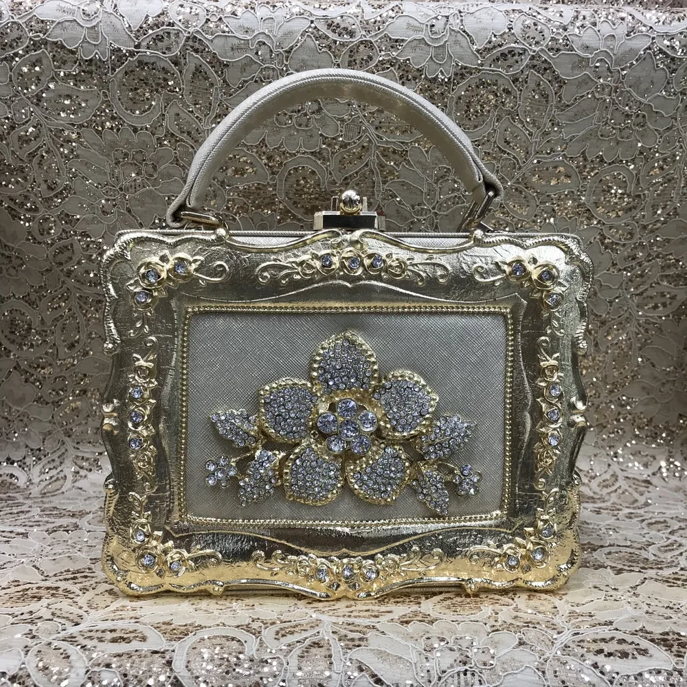 

2020 new simple and fashionable large-capacity handbag box-shaped bag diamond-studded handbag shoulder cross-back ladies PU bag