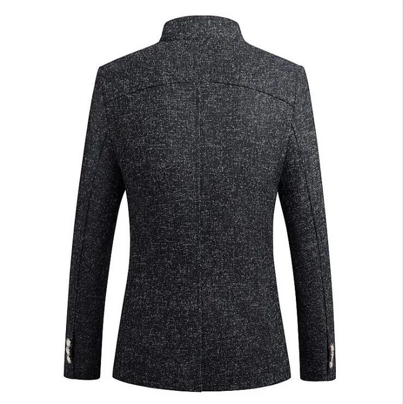 Новинка 2020 модный однотонный мужской костюм куртка с воротником облегающий