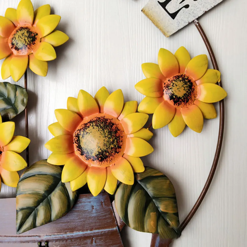 New diy home decor Garden Themed Retro Metal Sunflower Welcome Sign Front Door Hanging Wall Plaque Home Ornament | Дом и сад
