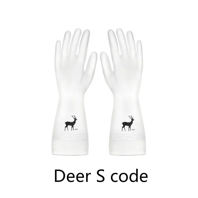 Deer S code Кухонные перчатки для мытья посуды латексные перчатки экологически безопасные Волшебные Перчатки Водонепроницаемые износостойкие тонкие перчатки для чистки - Цвет: Deer S code