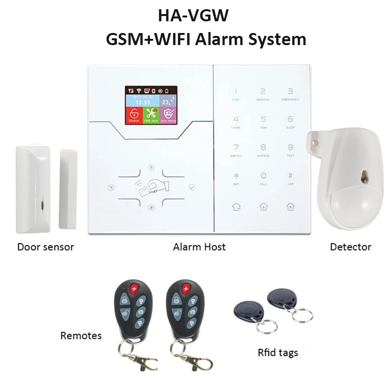 Система охранной сигнализации MEIAN GSM + Wifi 32 беспроводных детектора 8 проводных зон