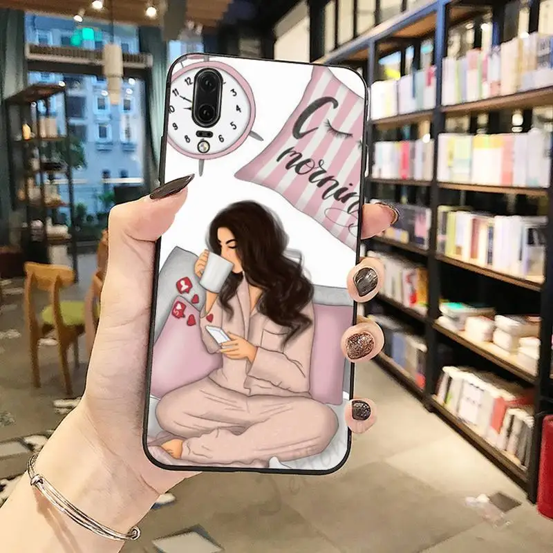 

Fashion Brown Hair Mom Phone Case For Huawei honor Mate P 10 20 30 40 Pro 10i 9 10 20 8 x Lite