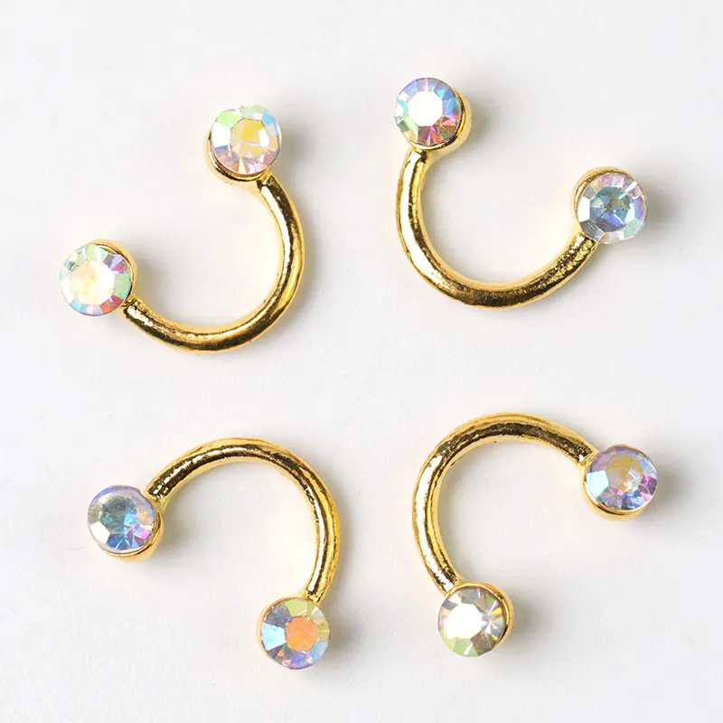 

10 Pieces New Color Glitter, 3D Metal Alloy Nail Art Smile Decoration / Charms / Studs, Nail Jewelry 3D