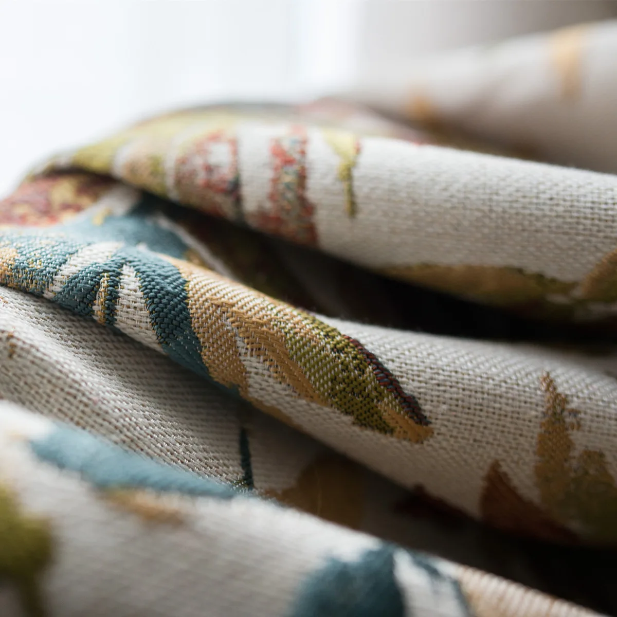 Классические жаккардовые светонепроницаемые шторы из хлопка и льна в