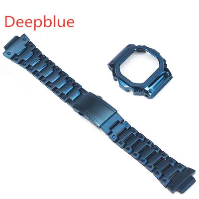 Deep Blue Ремешки для наручных часов из нержавеющей стали, Ремешки для наручных часов, Ремешки для наручных часов, браслет для DW5600 GMW5610 GW5000, Прямая поставка - Цвет ремешка: Deep Blue