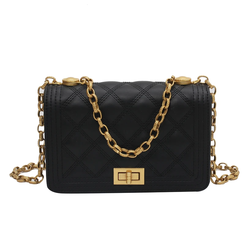 

Small PU Leather Crossbody Bags for Women 2021 New Spring Summer Luxury Handbags Lady Gold Chain Shoulder Purses Designer
