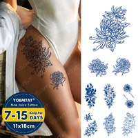juice lasting waterproof temporary tattoo sticker chrysanthemum peony rose sunflower flash tattoos women ink body art fake tatto
