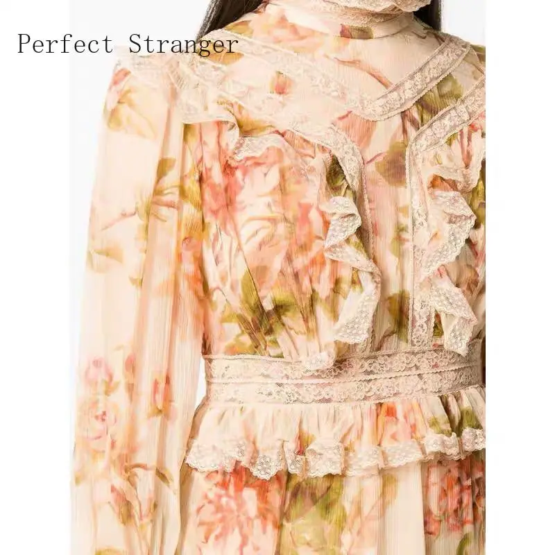 Женское длинное кружевное шифоновое платье с цветочной вышивкой элегантное в