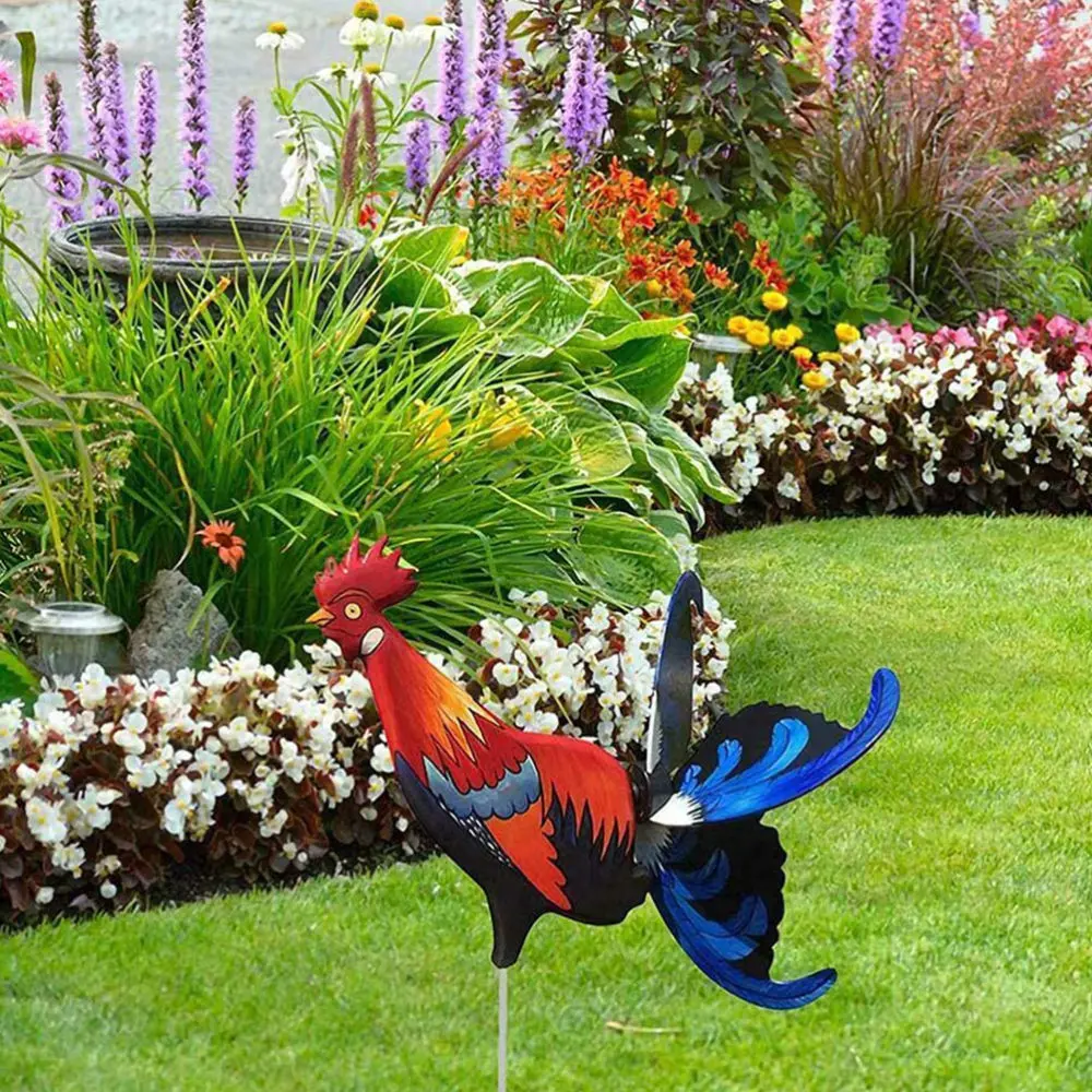 

Windmill Rooster Figurine Pinwheel Novel Yard Winnower Chic Wind