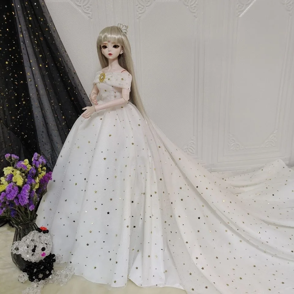 

Wedding Dress for 1/3 BJD Dolls Fashion Clothes Headwear Princess Accessories Dinner Outfit for 60CM Doll Girls DIY Handmade