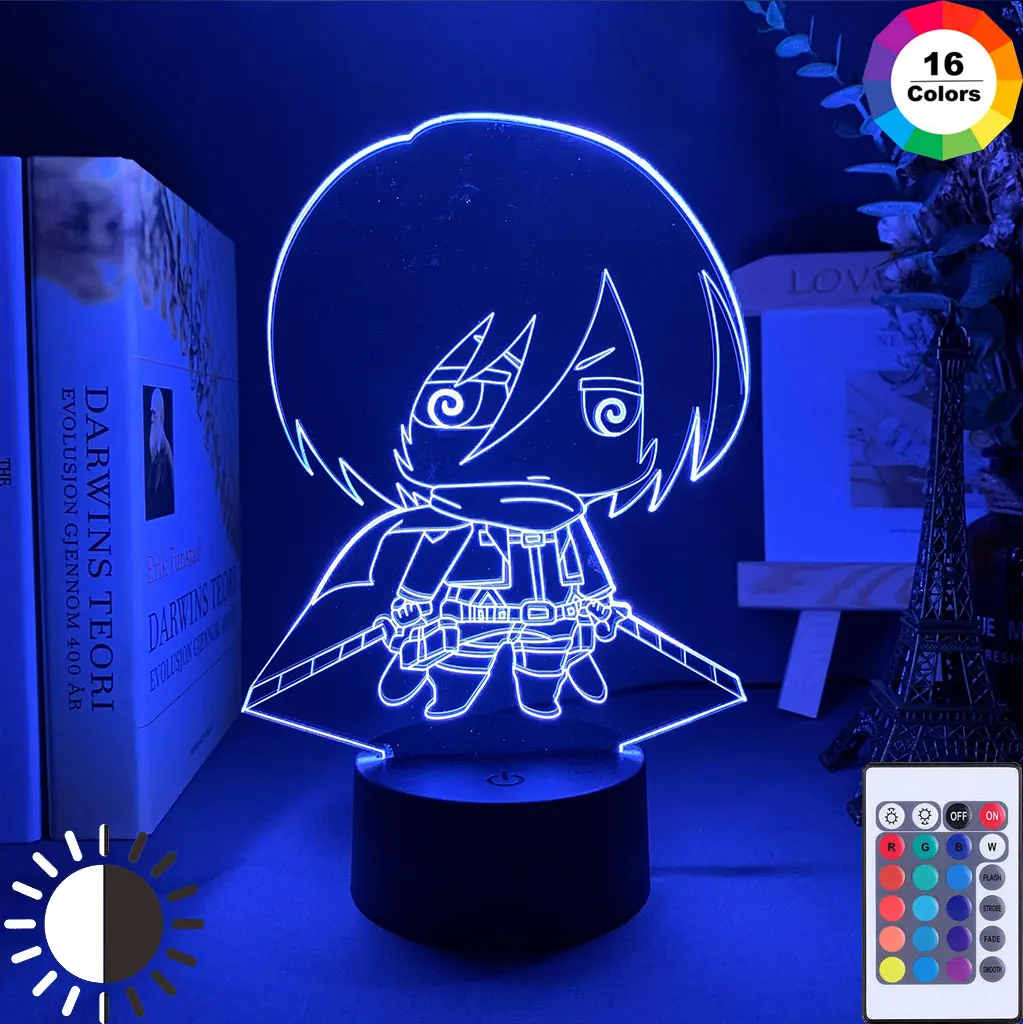 

3D иллюзия Лампа атака ночсветильник для декора спальни красочный на батарейках светодиодный ночсветильник Титан Рождество День рождения Д...