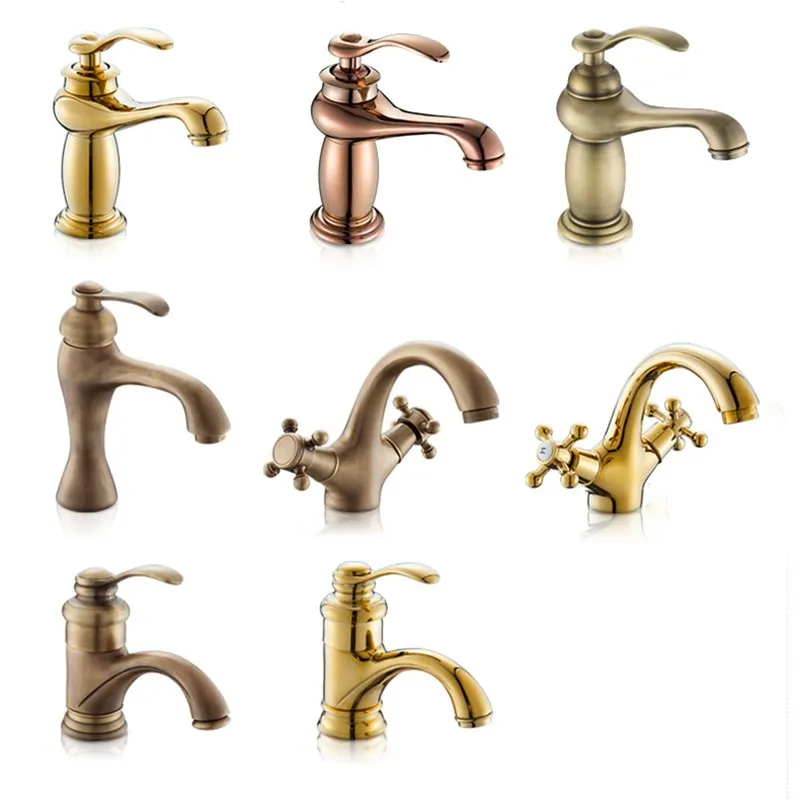 

Смеситель в Европейском стиле, медный кран с одним отверстием из чистой меди в стиле ретро, с защитой от брызг, для горячей и холодной воды