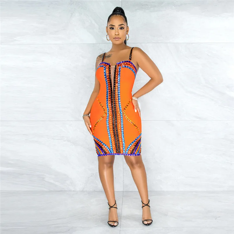 

Free Shipping 2020 New Fall Fashion Elegant Bead Design Sexy Sleeveless Celebrity Party Club Mini Bandage Dress Vestidos