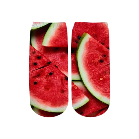 Новинка 2019 Симпатичные хлопковые короткие носки с принтом фруктов клубники/арбуза/банана с 3D принтом для женщин женские носки в Корейском стиле Харадзюку