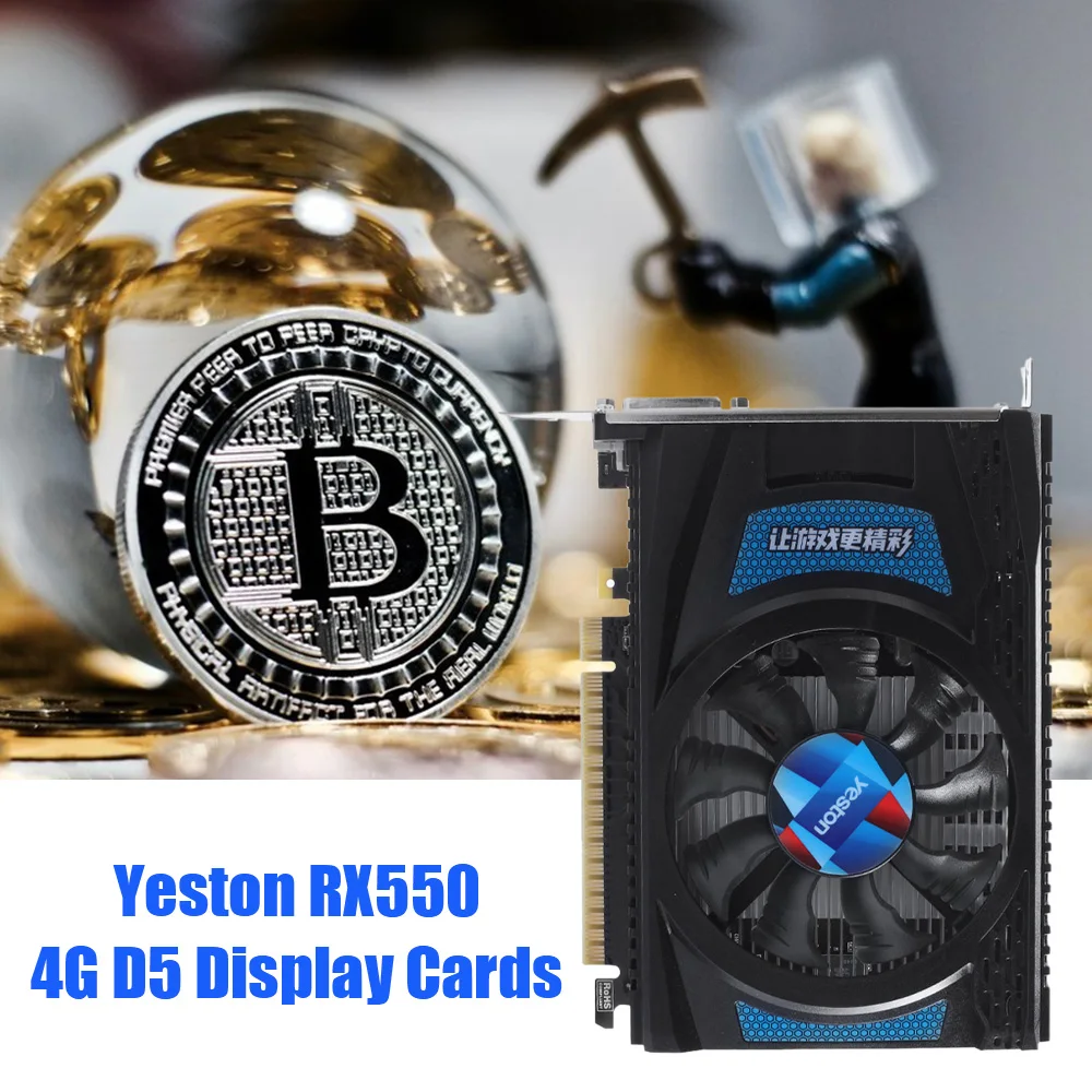 Yeston RX550--4G D5 Графика карты Radeon Chill 4 Гб памяти GDDR5 128Bit 6000 МГц DP1.4HDR + HDMI2.0b DVI-D небольшой