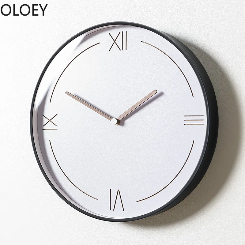 Роскошные белые настенные часы металлические простые для гостиной бесшумные