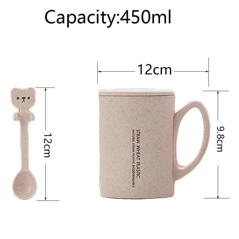 Кружка для кофе и чая с ложкой 450 мл кружки из пшеничной соломы креативные